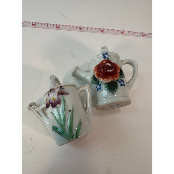 Set of 2 Miniature Japanese Porcelain watering cans from "Occupied Japan" era (1 - Picture 1 of 5